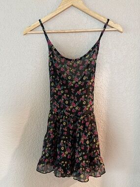 Black Floral Swimsuit Ccover Up Dress